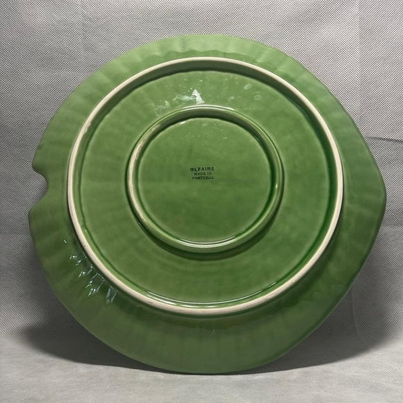 New Platter OLFAIRE Portugal Lily Pad Tray Green Glazed Ceramic Plate Food Tray - Picture 7 of 7